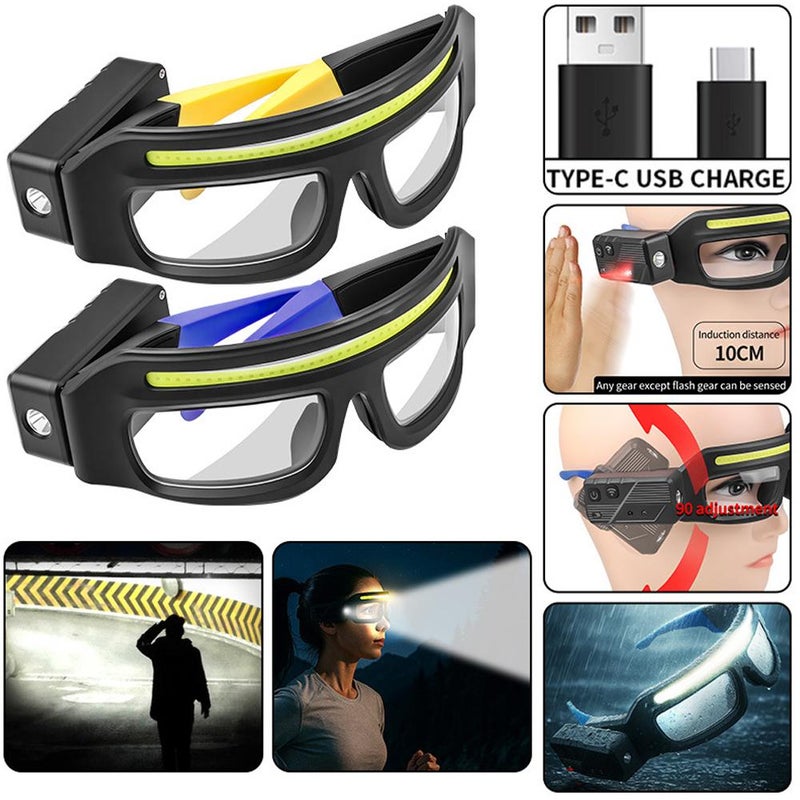 LED Rechargeable Headlight Glasses,smart Safety Glasses – Rechargeable Clip-on with Motion Sensor(5 Modes, Ipx4 Waterproof) (Blue) - Image 4